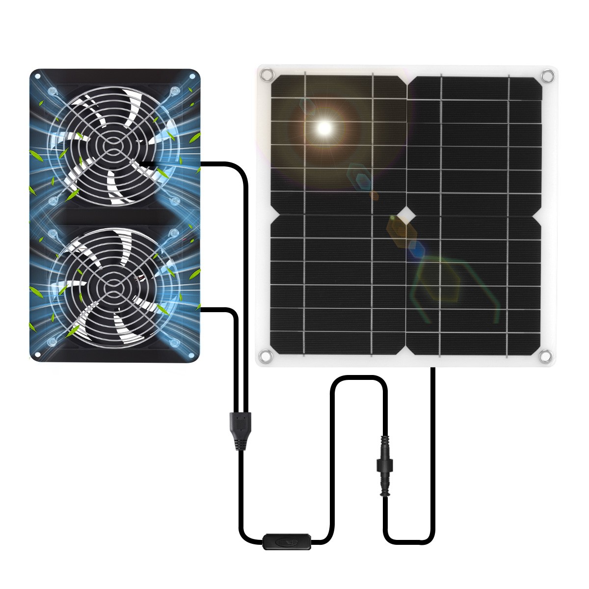 Solar Panel Fan Kit Exhaust Fans Dual Fan Vent Ventilation Coop Greenhouse Fan