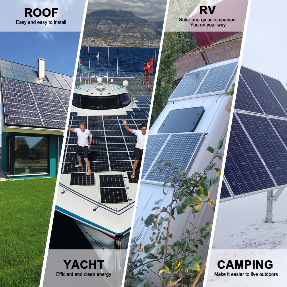 200W 12V Solar Panel High Efficiency Monocrystalline Module For RV Boat Home NEW