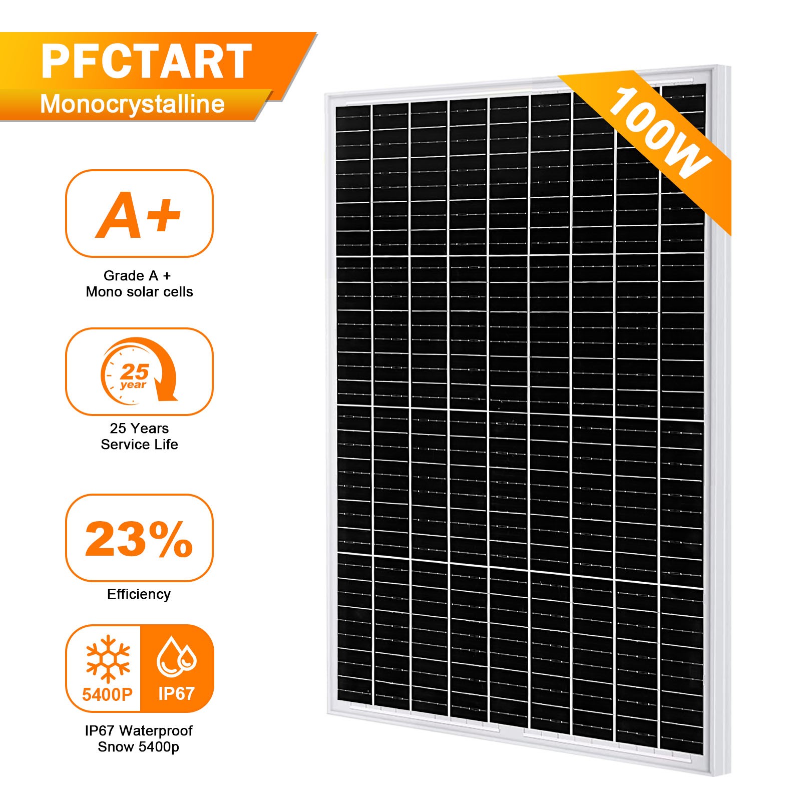 100W Mono Solar Panel 12V Battery Charger High Efficiency PV Modual RV Boat Home