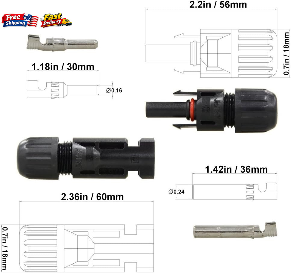 25 Pairs Solar Connectors Male Female IP67 Waterproof Solar Panel Wire Plug