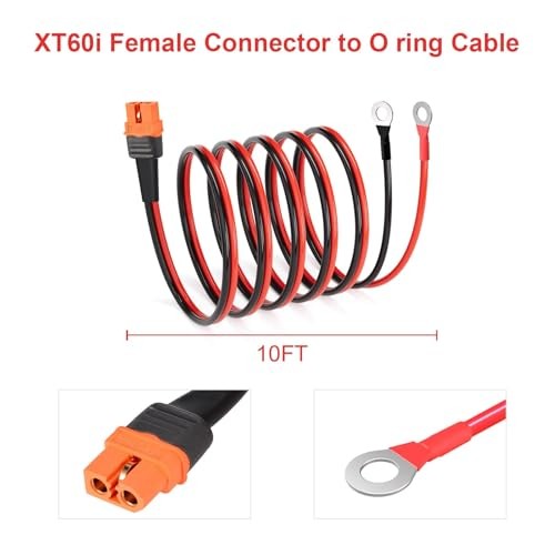 XT60i to O Ring Terminal Cable,XT60i Female to O Ring Connector 10FT 12AWG