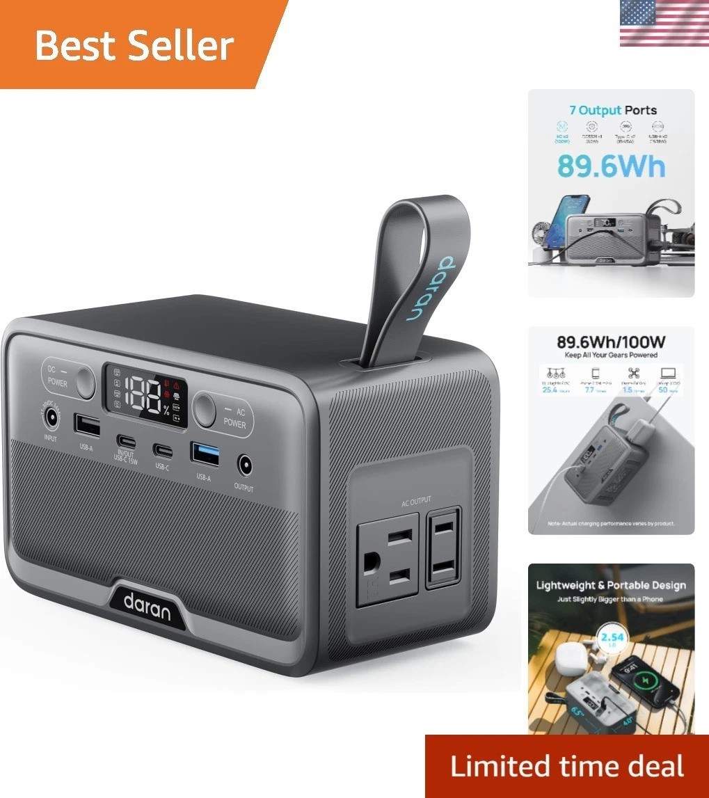 Portable Power Station 89.6Wh LiFePO4 Battery – Ideal for Camping & Home Use
