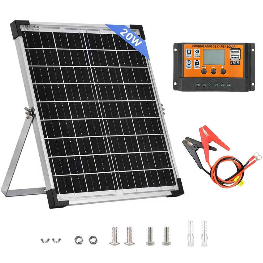 20W Solar Panel 18V Trickle Charger Battery Charger Kit Maintainer Boat Car RV