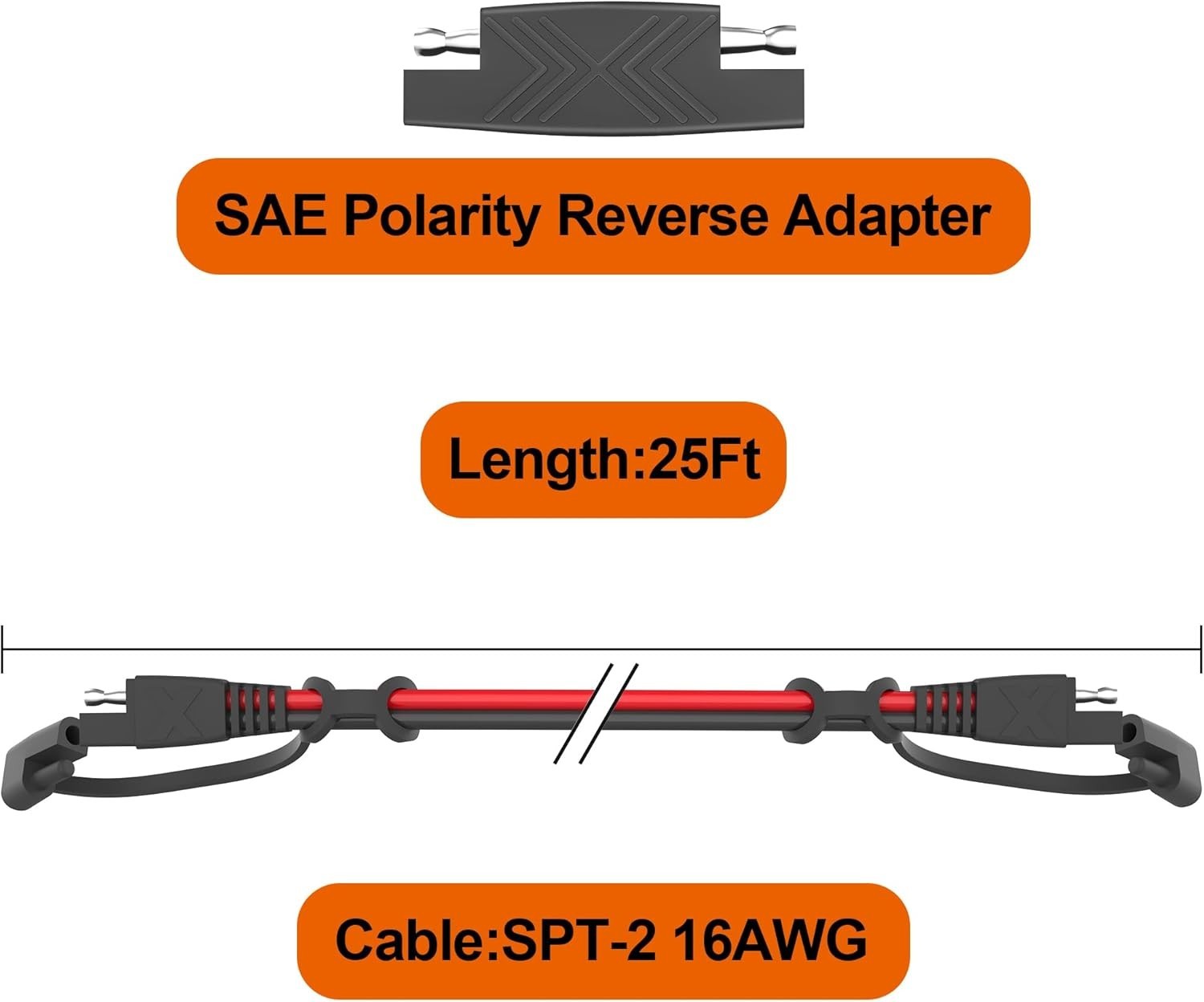 12FT Heavy-Duty SAE Extension Cable – Water Resistant Quick Disconnect Connector