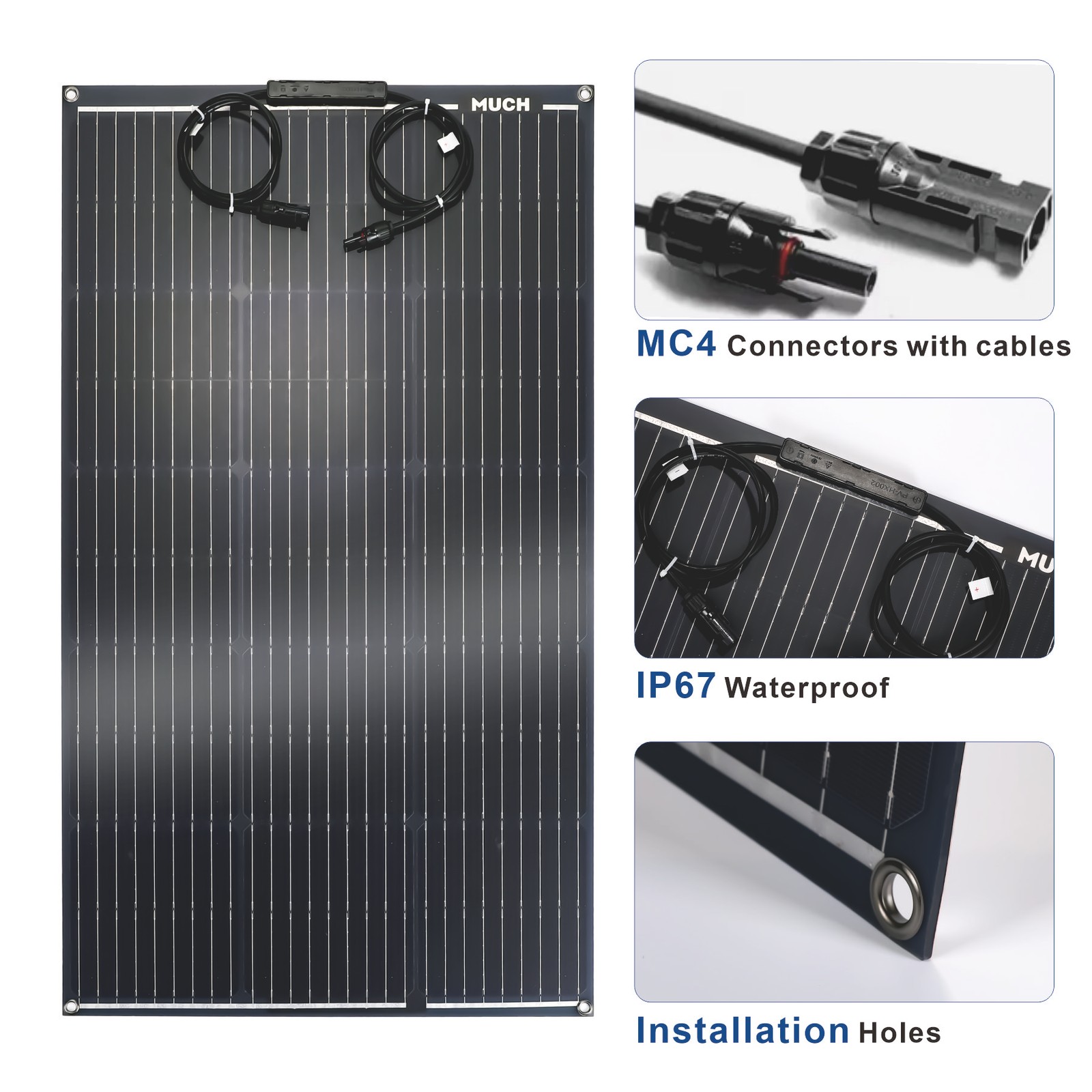 400W Portable Semi-Flexible Solar Panel RV Camping Off-Grid Rooftop 12V/24V/48V