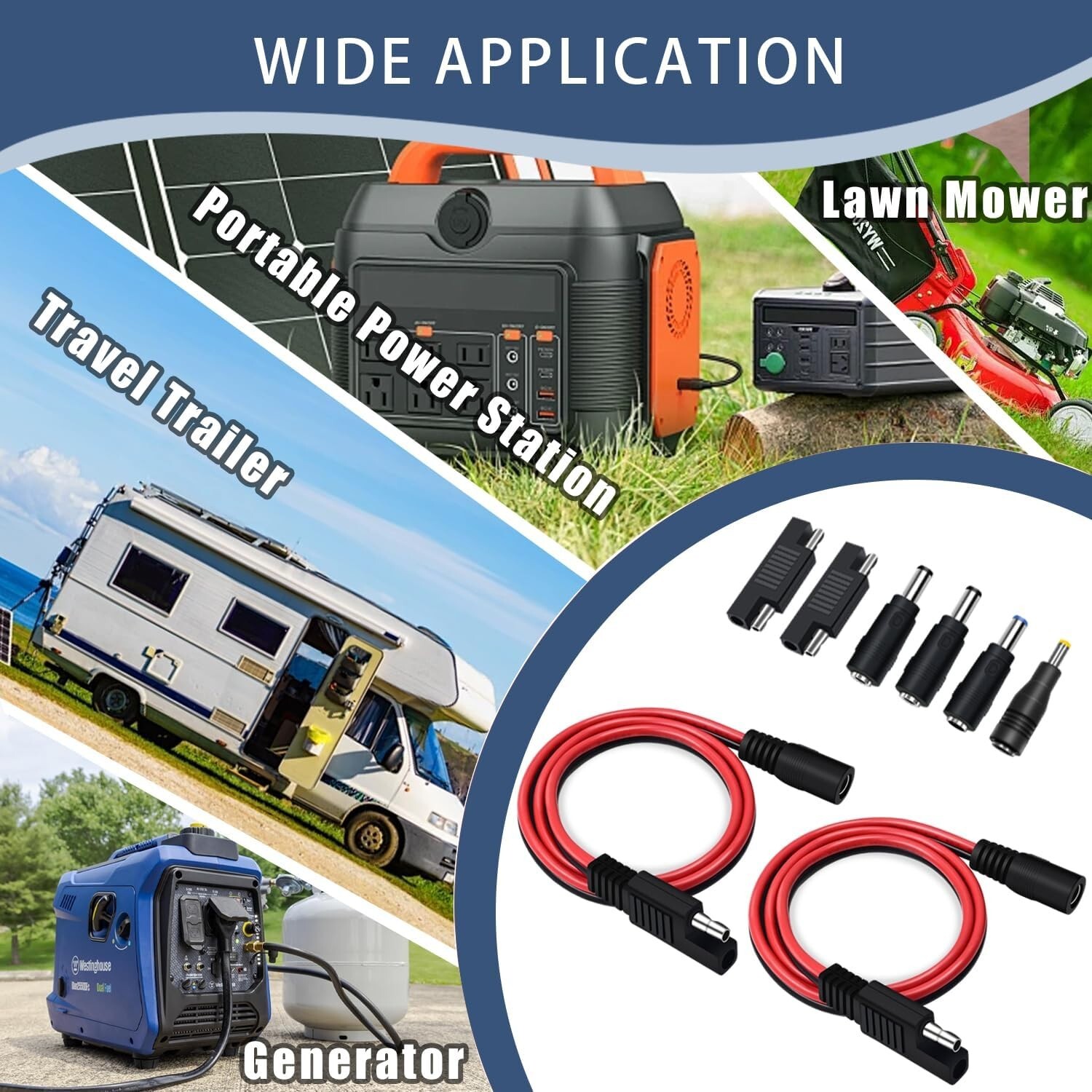 (2 Pack) SAE to DC Adapter for Jackery Solar Panel, to DC5521 Connecto
