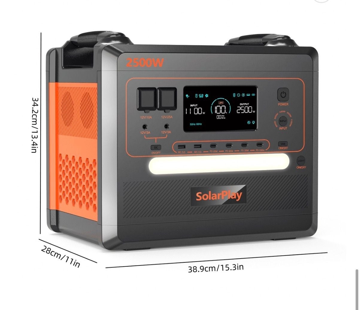 SolarPlay Q2402M Portable Power Station 2304Wh LiFePO4 2500W Solar Generator