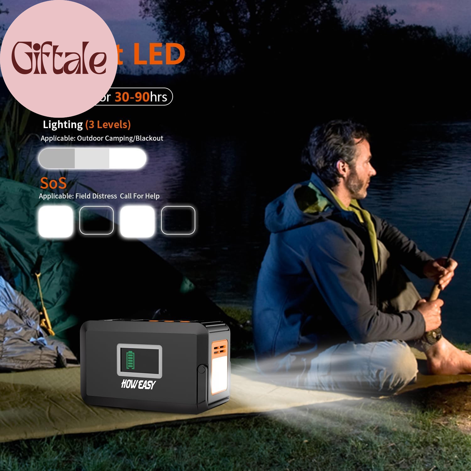 Portable Power Station,120W(240W Peak) Solar Generator,88Wh Lithium Battery Powe