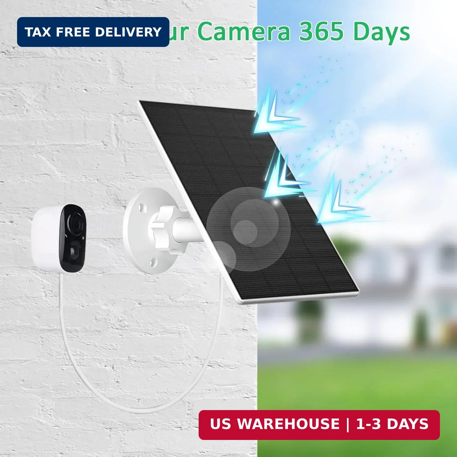 FUTUREZEN 2W Solar Panel for Security Cameras, 5V Solar Charger for Rechargeable