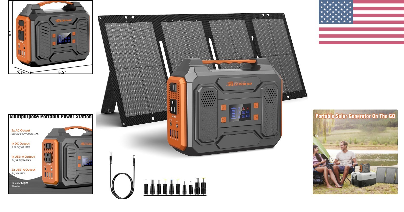 Versatile 300W Power Station with 60W Solar Panel – Ideal for Camping & Home Use