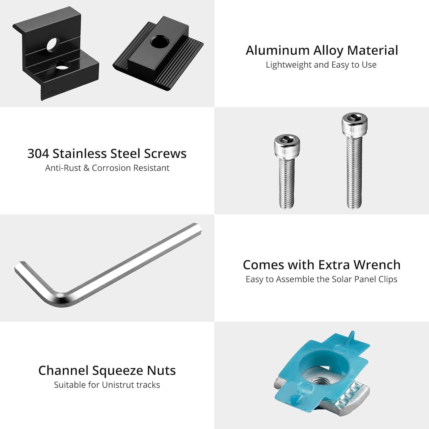 10 PCS Solar Panel Mounting Brackets for Unistrut, Aluminium 30mm/35mm 6 x T-…