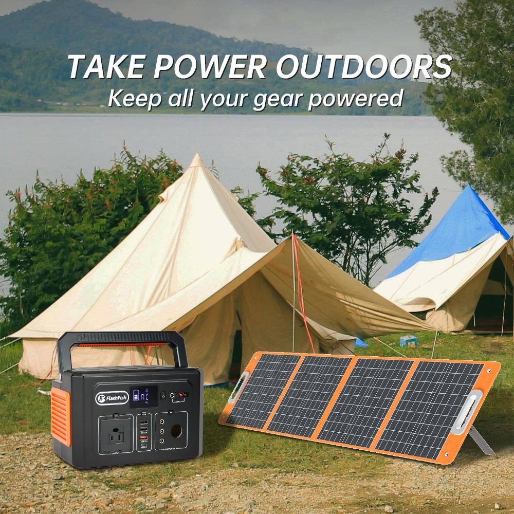 Flashfish K53 Portable Power Station Generator 400wh 400w Optional Solar Panel
