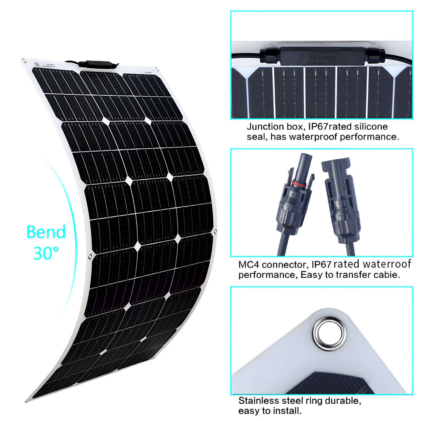 Flexible Solar Panels Kits 1200W W/ 40A PWM MPPT Charge Controller Camping Home