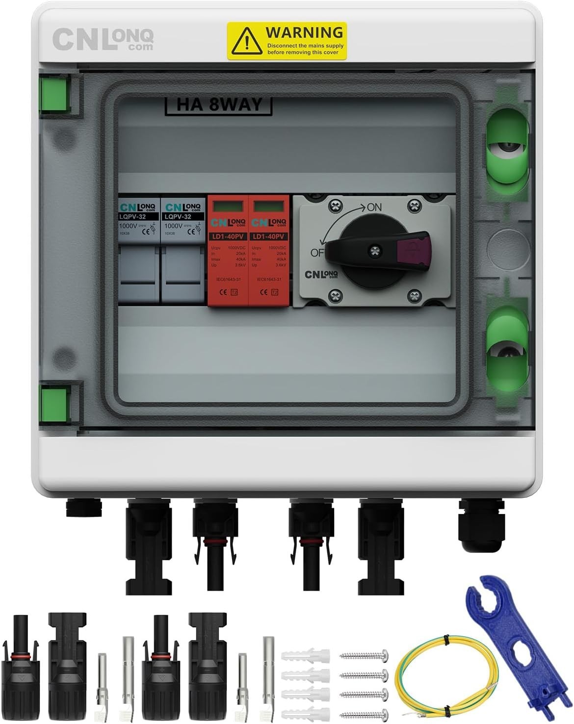 Waterproof Solar PV Combiner Box with 32A Circuit Breaker & Surge Protector