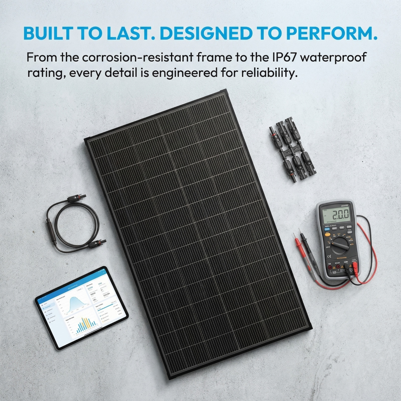 200W 18V Bifacial Solar Panel Waterproof IP67 Monocrystalline Solar Cells Power