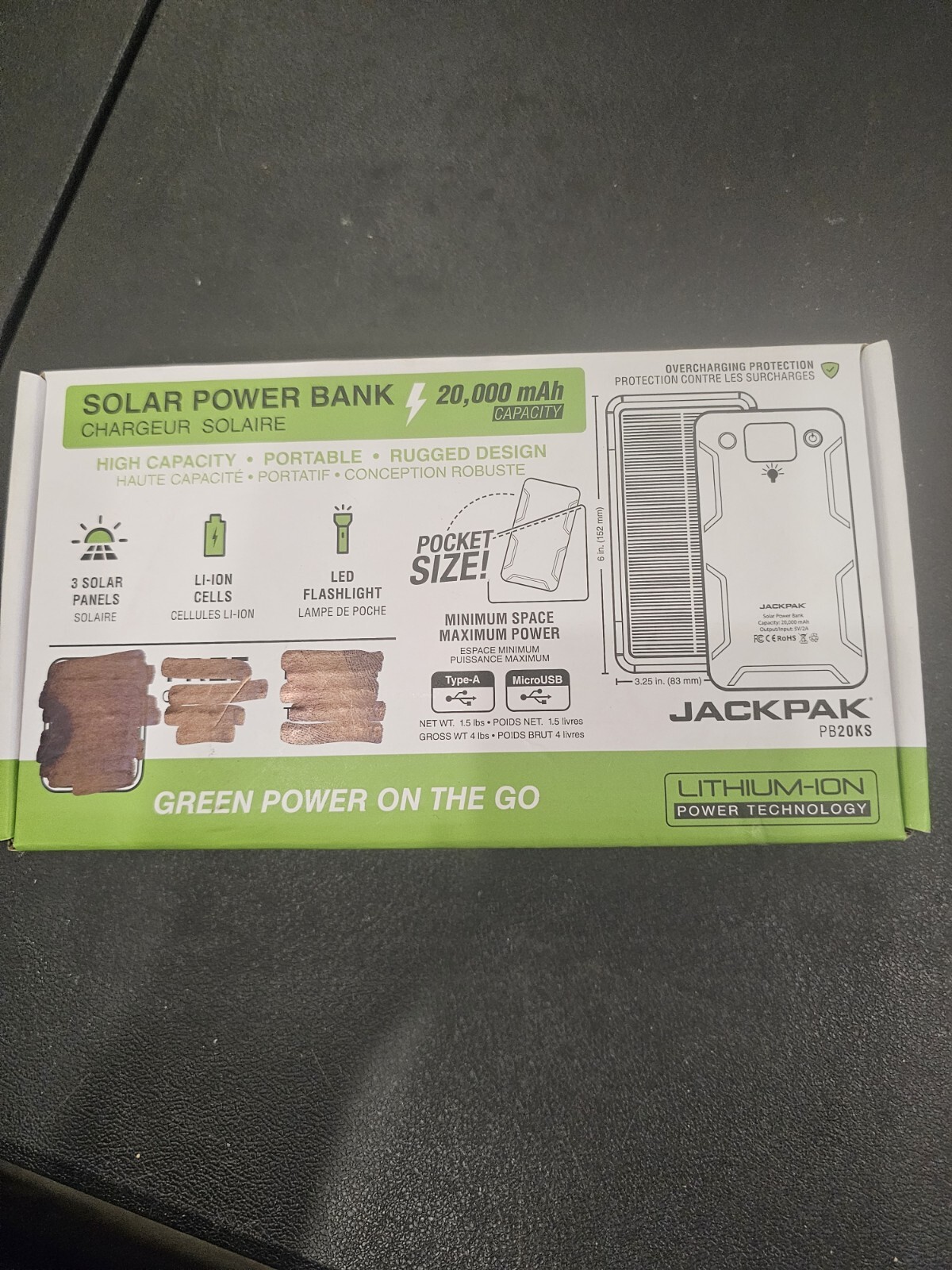 Solar Power Bank Jackpak PB20KS/flashlight – 5180428 Quickjak lightweight