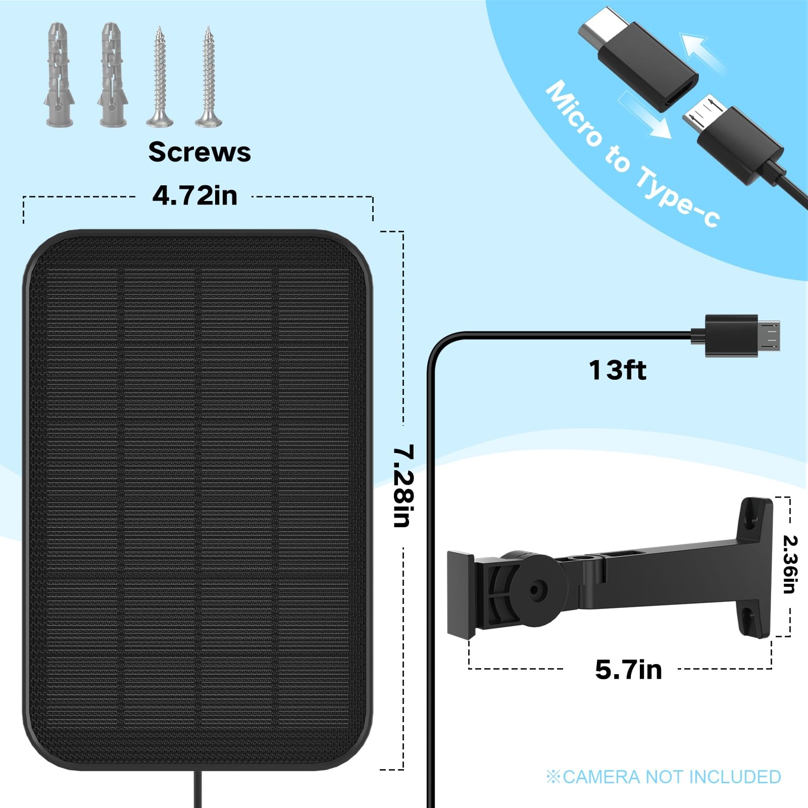 3.2W Solar Panel for Security Camera Compatible with Arlo Essential XL, Water…