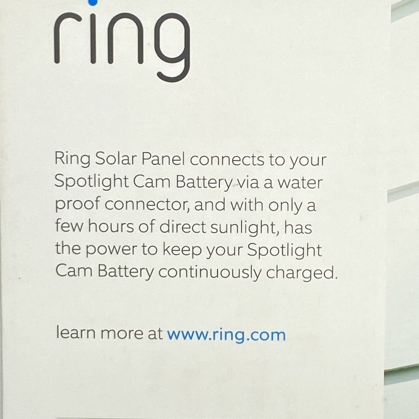 Solar Panel for Ring Spotlight Cam Battery and Stick Up Cam Battery – (BLACK)