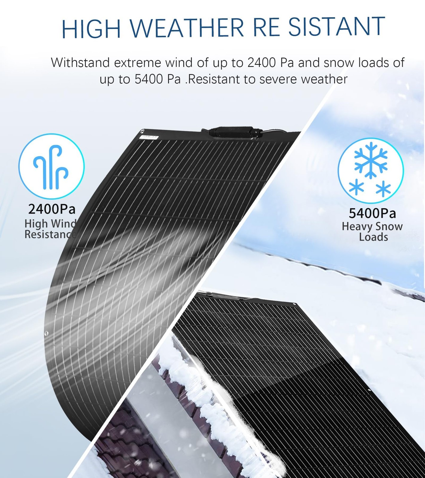 Flexible Solar Panel 100W 12V, 250° Bendable Monocrystalline Solar Panel with…