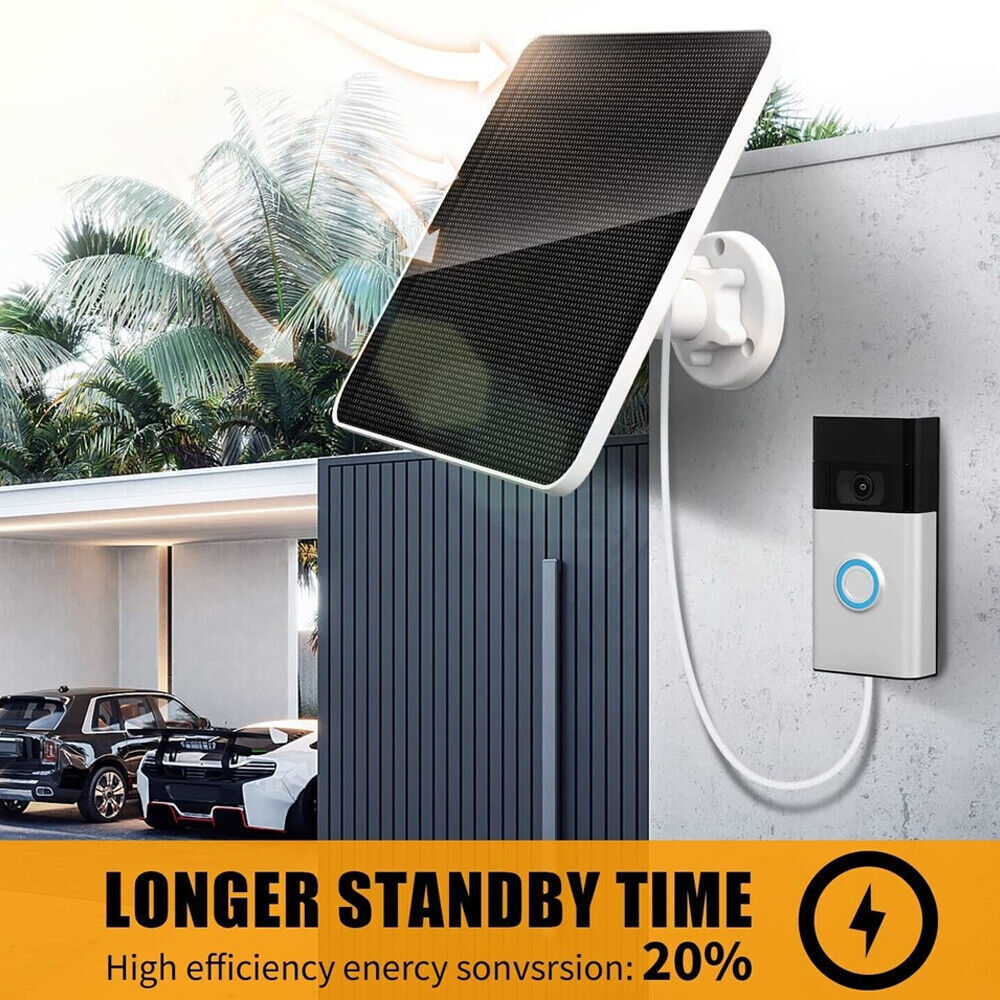 Solar Panel Charger 4W for Ring Video Doorbell 4/3/2 Solar Charger W/Power Cable