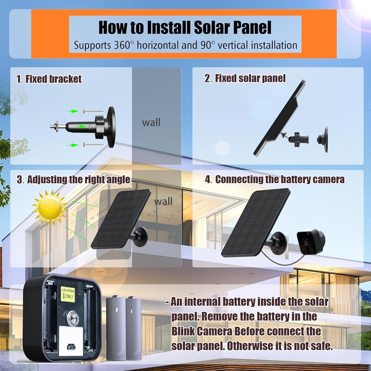3 Pack Solar Panel for Blink Outdoor 4(4th Gen)/Blink XT/XT2 and Blink Outdoor