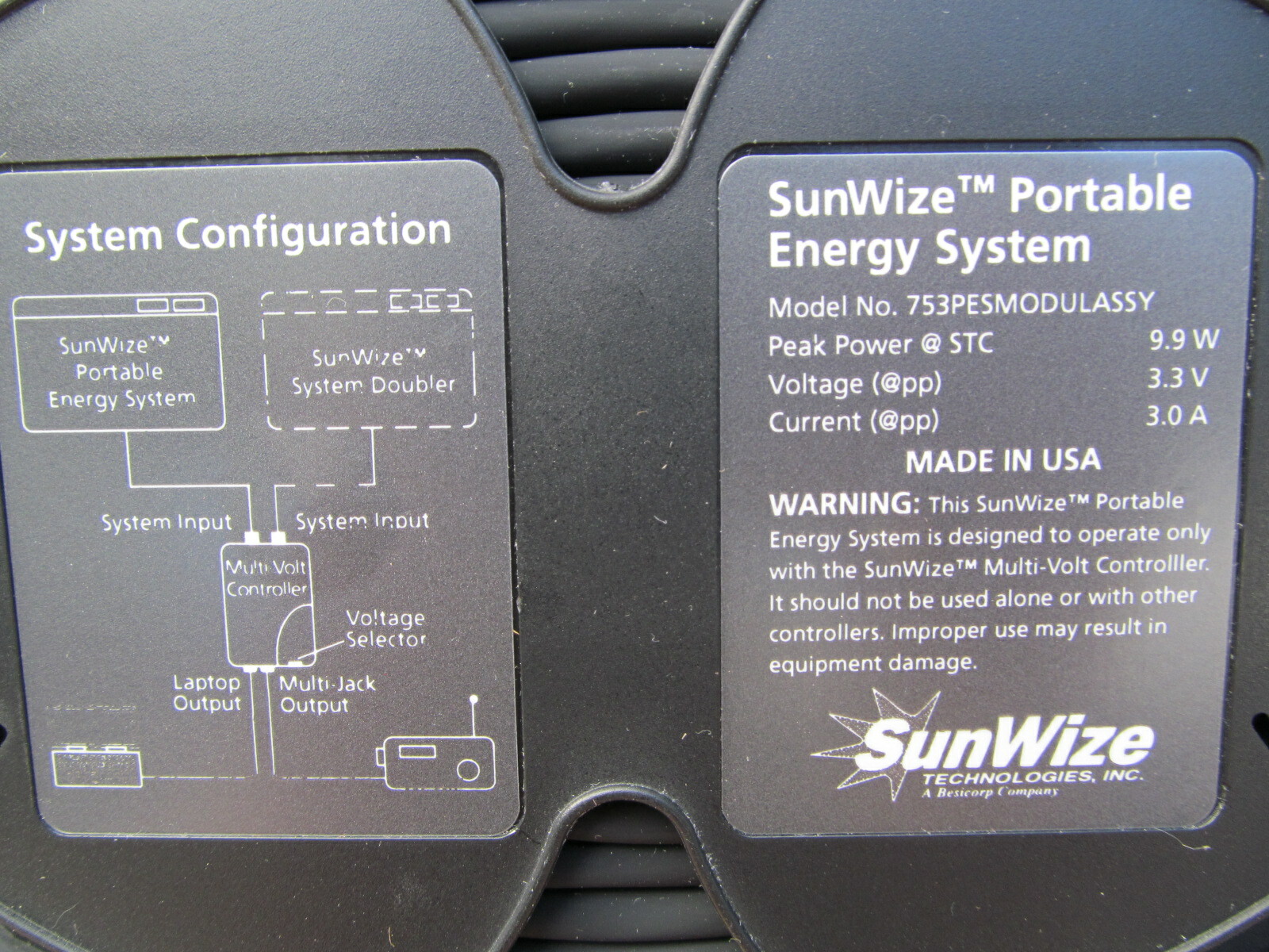 Sunwize 10W (9.9W) 3.3V (4.2V OC) MonoCrystalline Portable solar panel