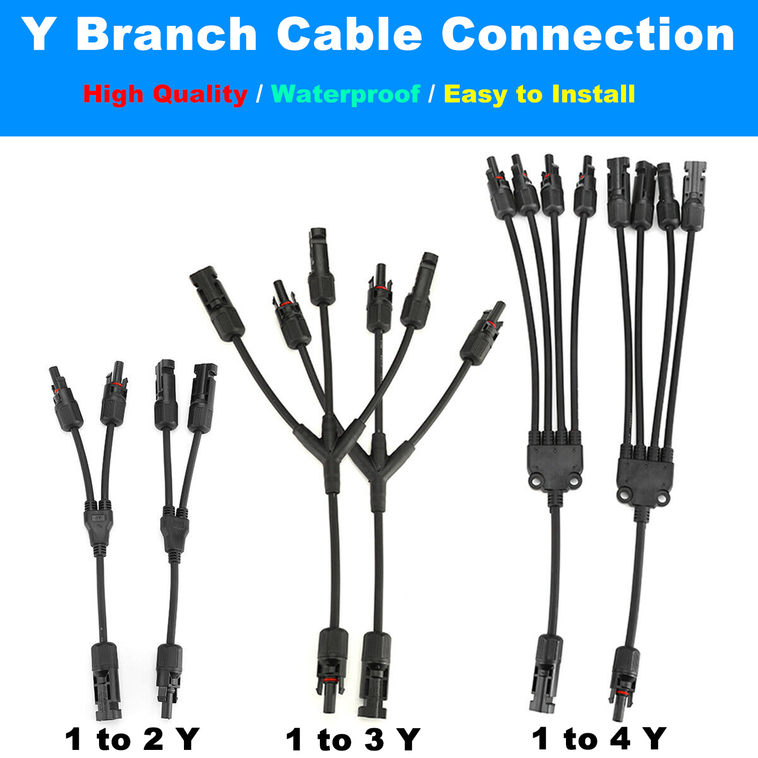 2/3/4 Y Branch Cable Solar Panel Cable Connectors Cable Extension Connector