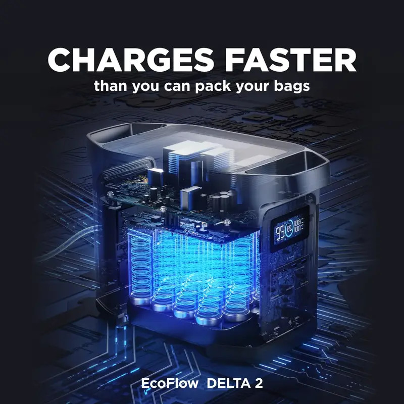 EcoFlow DELTA 2 950 Portable Power Station, 950Wh LiFePO4 Battery for 10 Years,