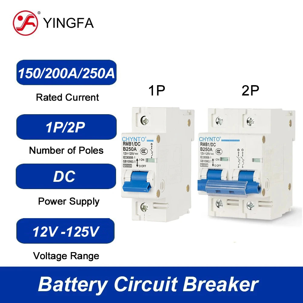 1P 2P DC 150A 250A Battery Circuit Breaker For Solar System / Overload Protectio