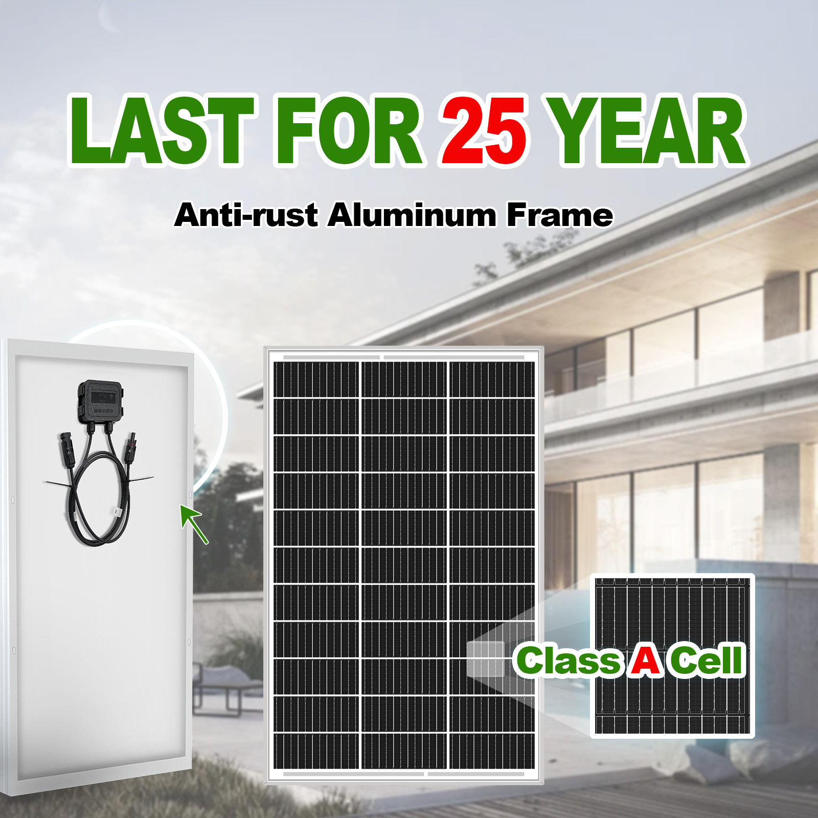 100W 150W 200W 300W 400W Watt Solar Panel Mono Home Charging RV Camping Battery