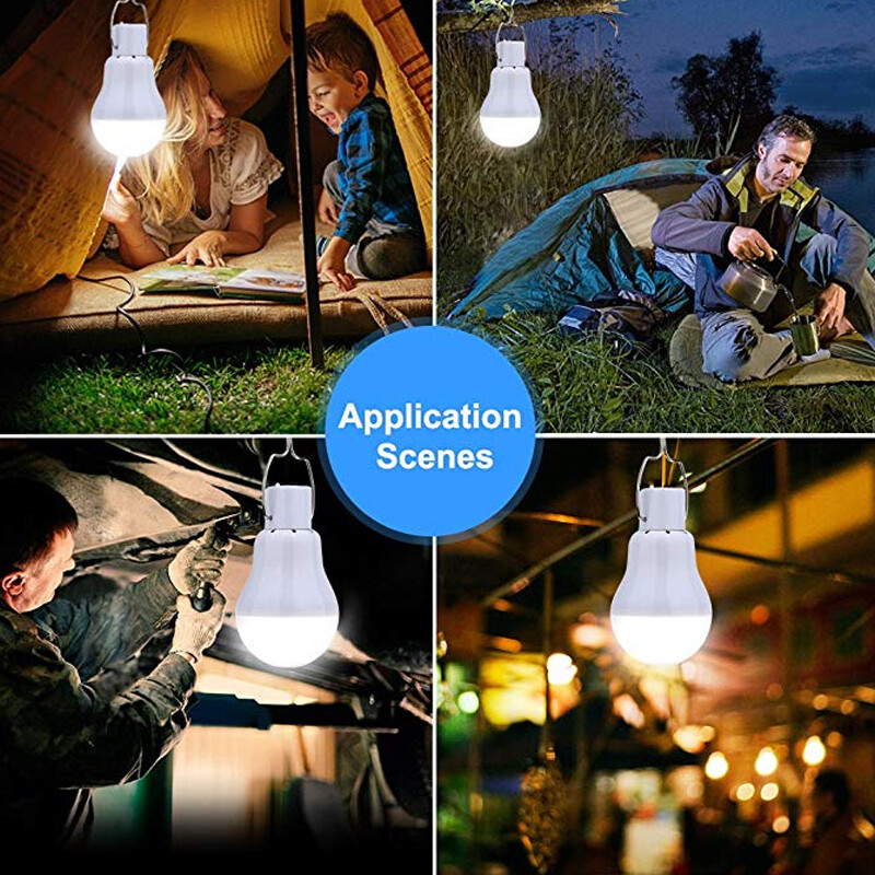 1W 6V Mini Solar Panel & 15W Rechargeable LED Light Bulb for Camping Garden US