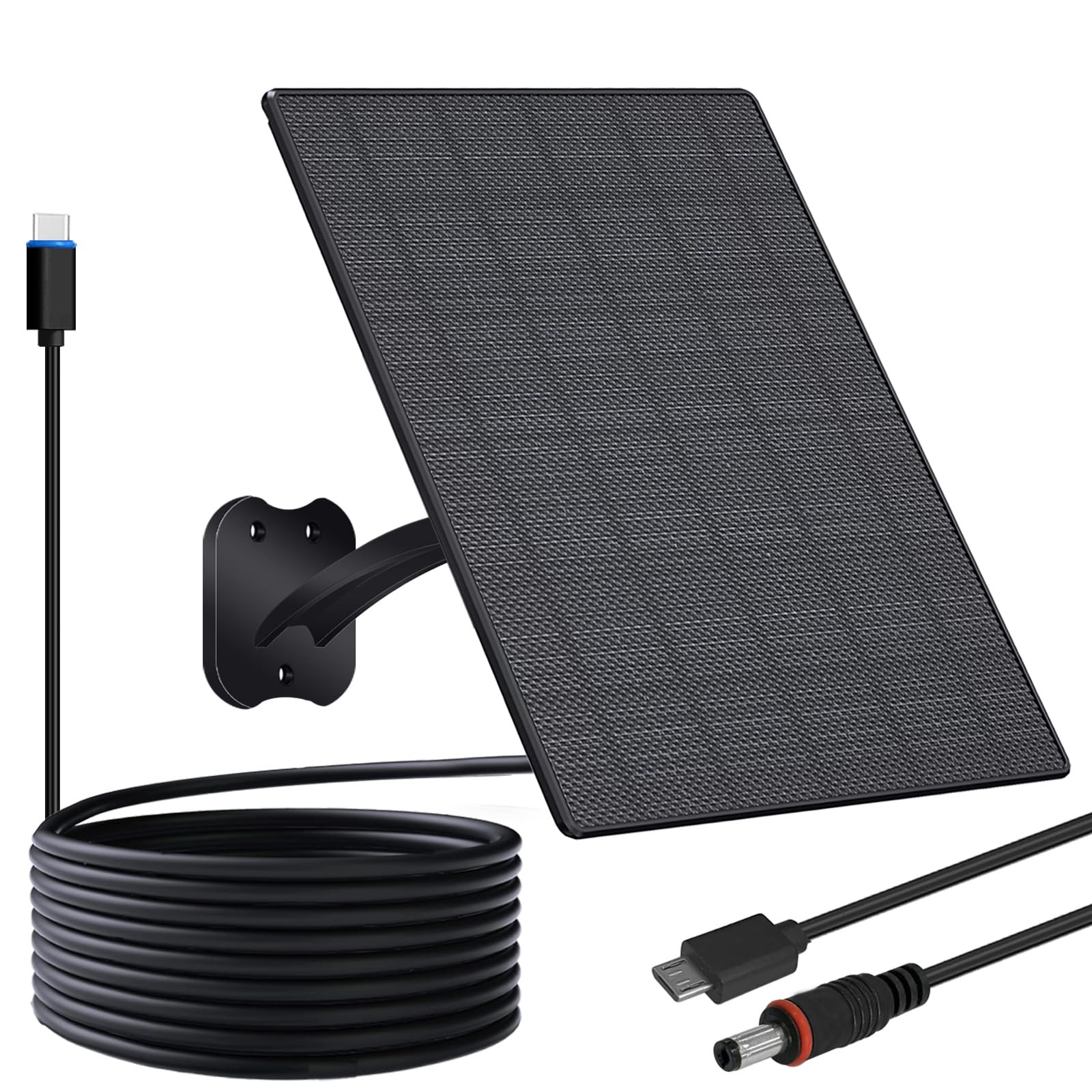 FUTUREZEN 10W Solar Panel for Security Cameras, DC/USB-C/USB, Black, 1 Pack |…