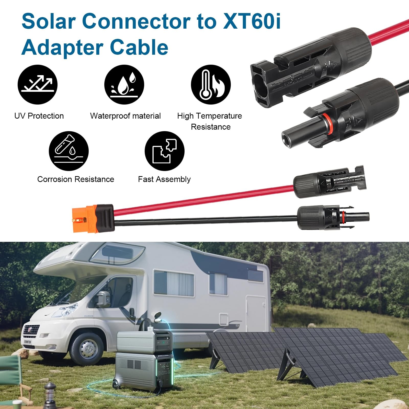 Solar to XT60i Cable 10AWG 20FT Solar Panel to XT60i Adapter Connector XT60i-…