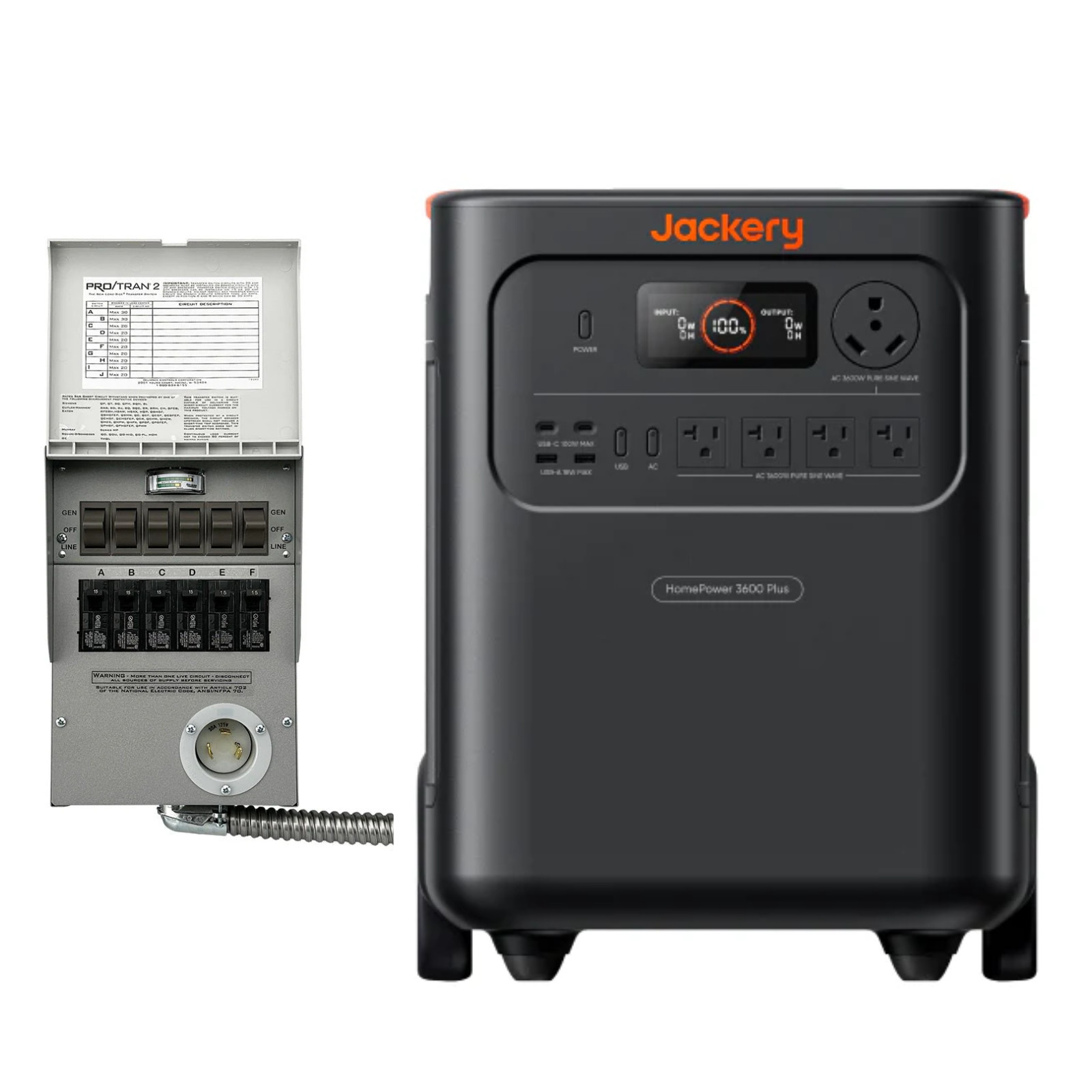 Jackery HP3600 Plus with Transfer Switch-Ships to PR HI AK Guam Saipan