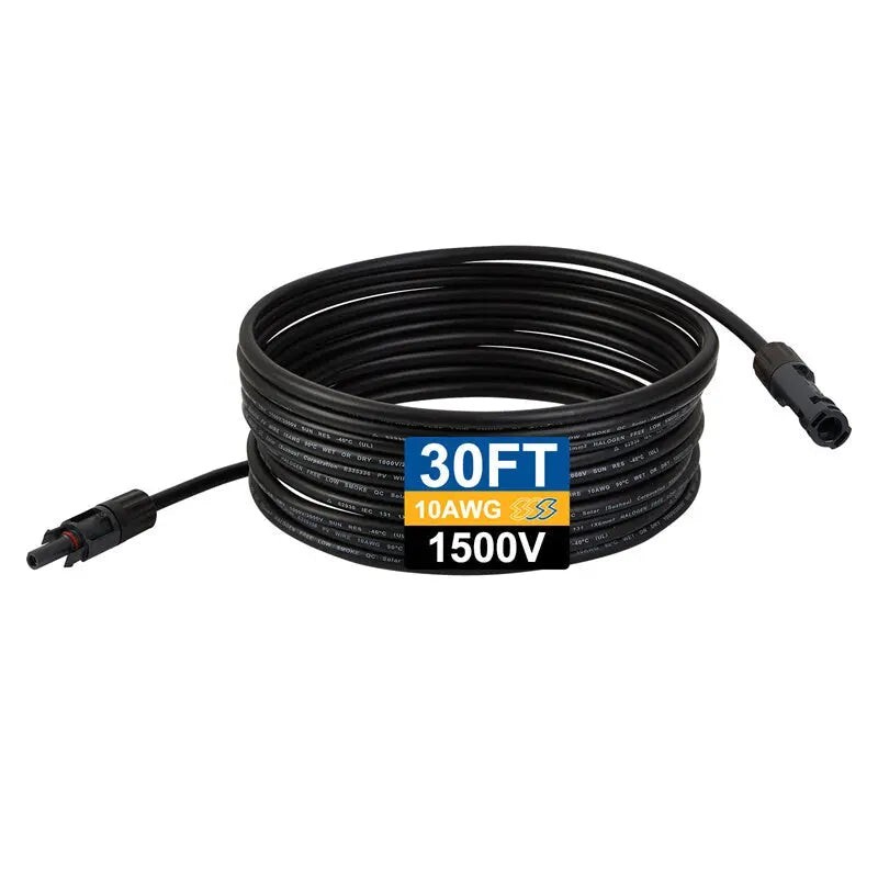 UL & TUV 1500V PV Extension Cable – 10AWG 10-30ft / Single Piece Wire