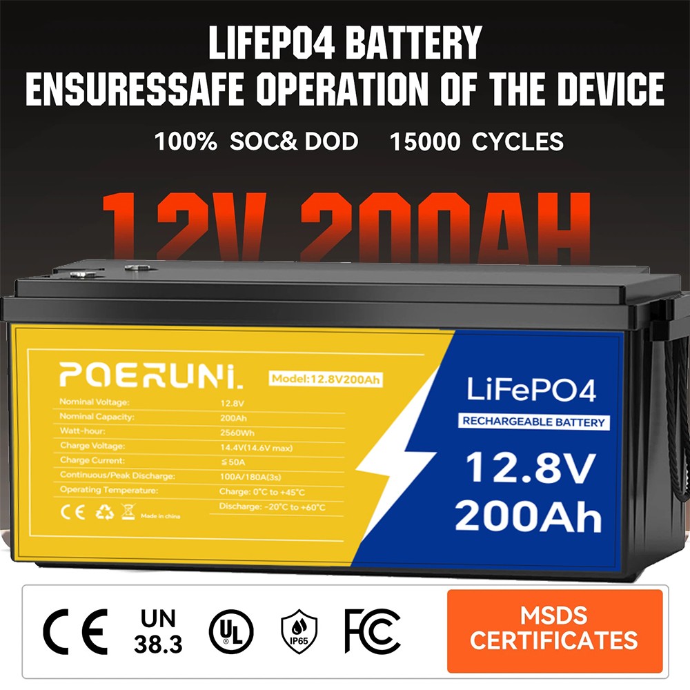 100AH 12V Lithium Battery LiFePO4 Deep Cycle for Solar Panel RV Off-grid Marine