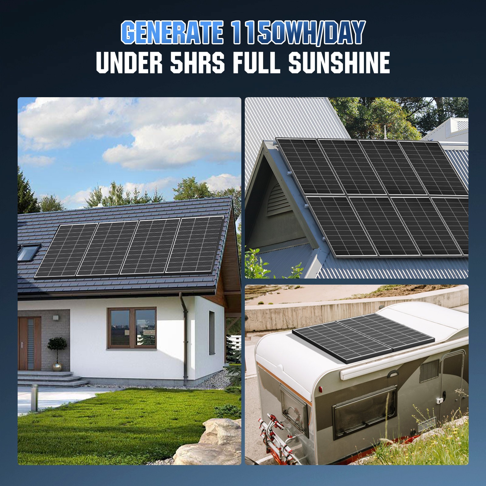 200W 1200W Bifacial N-type Solar Panel 12V Mono 18BB High-Efficiency PV Off-Grid
