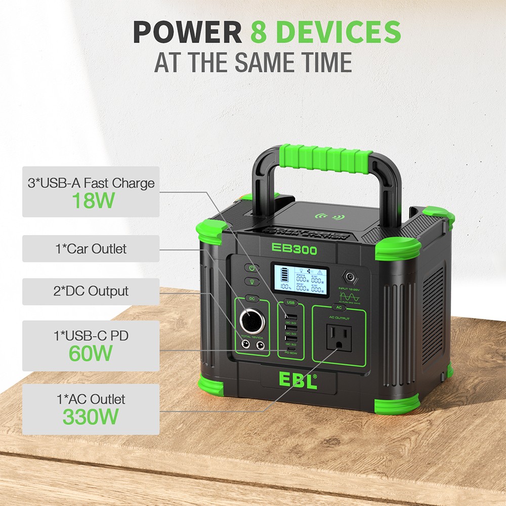 EBL 330W/288Wh LiFePO4 Lithium Battery Portable Power Station Power Sup⁣ply NEW