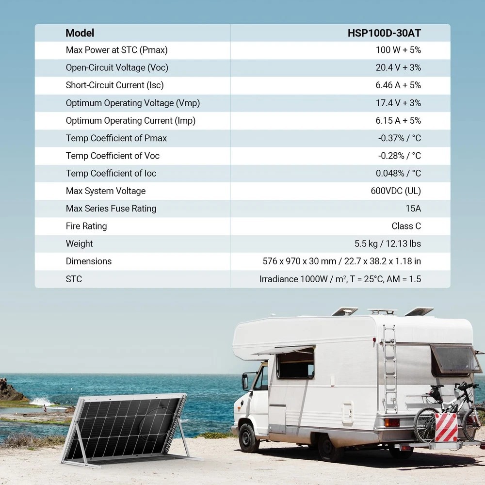 Bifacial 100 Watt 12V Solar Panel, 9BB Monocrystalline Solar Panels with 25% …