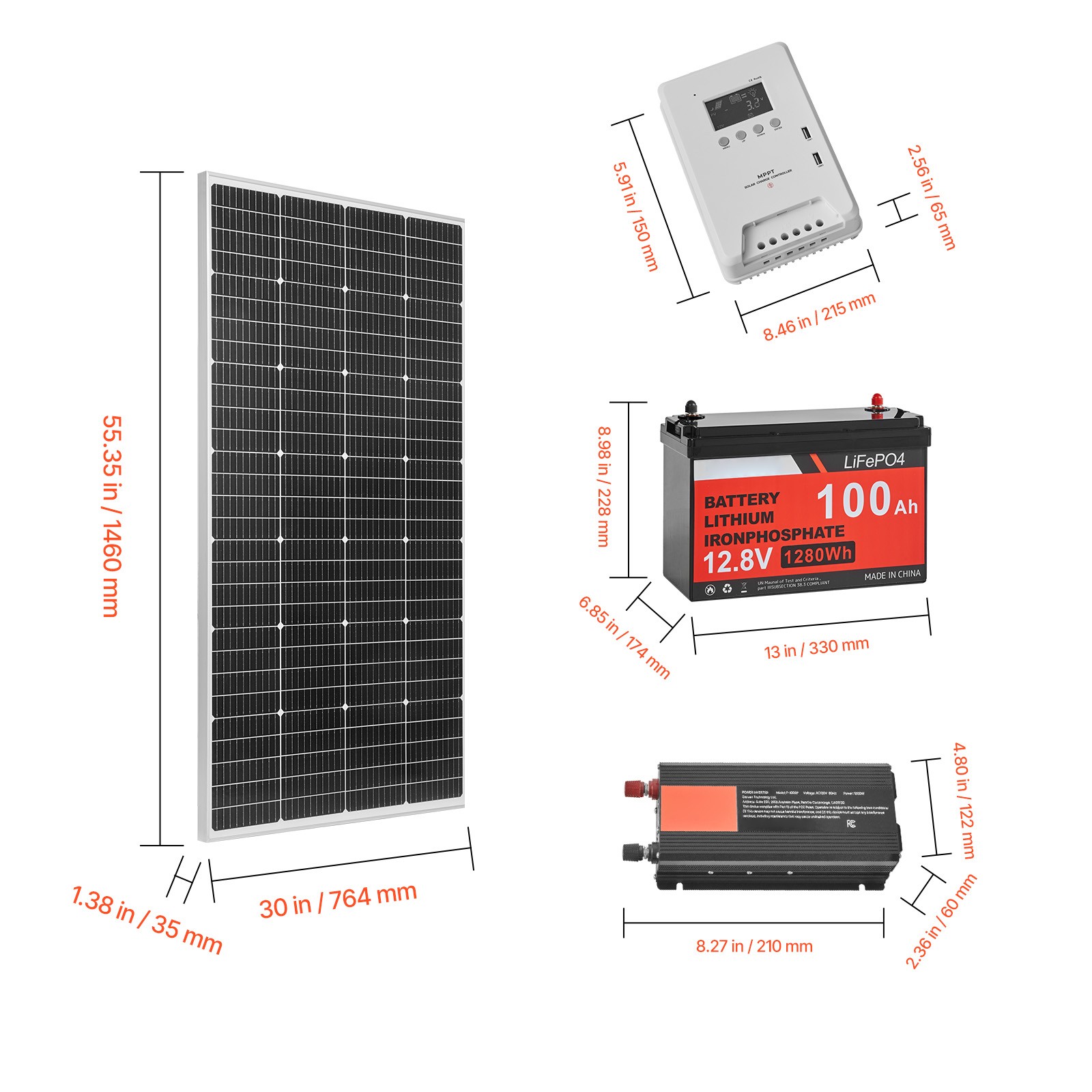 Uimoso 400W 12V Solar Power Kit with Panels, Battery, Controller, and Inverter