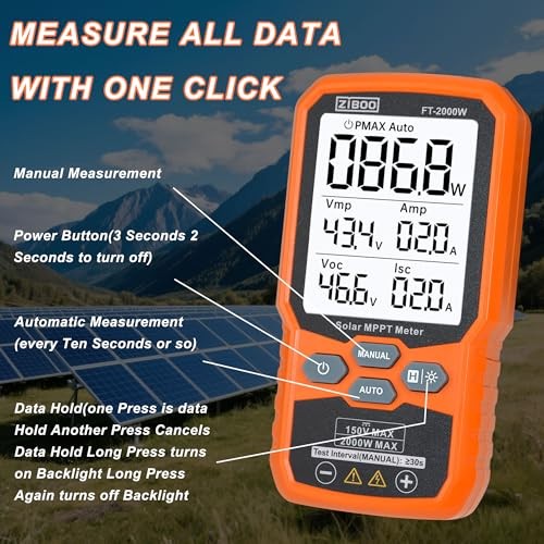 Solar Panel Tester MPPT Meter – 2000W Max Power, 150V/35A PV Module FT-2000W