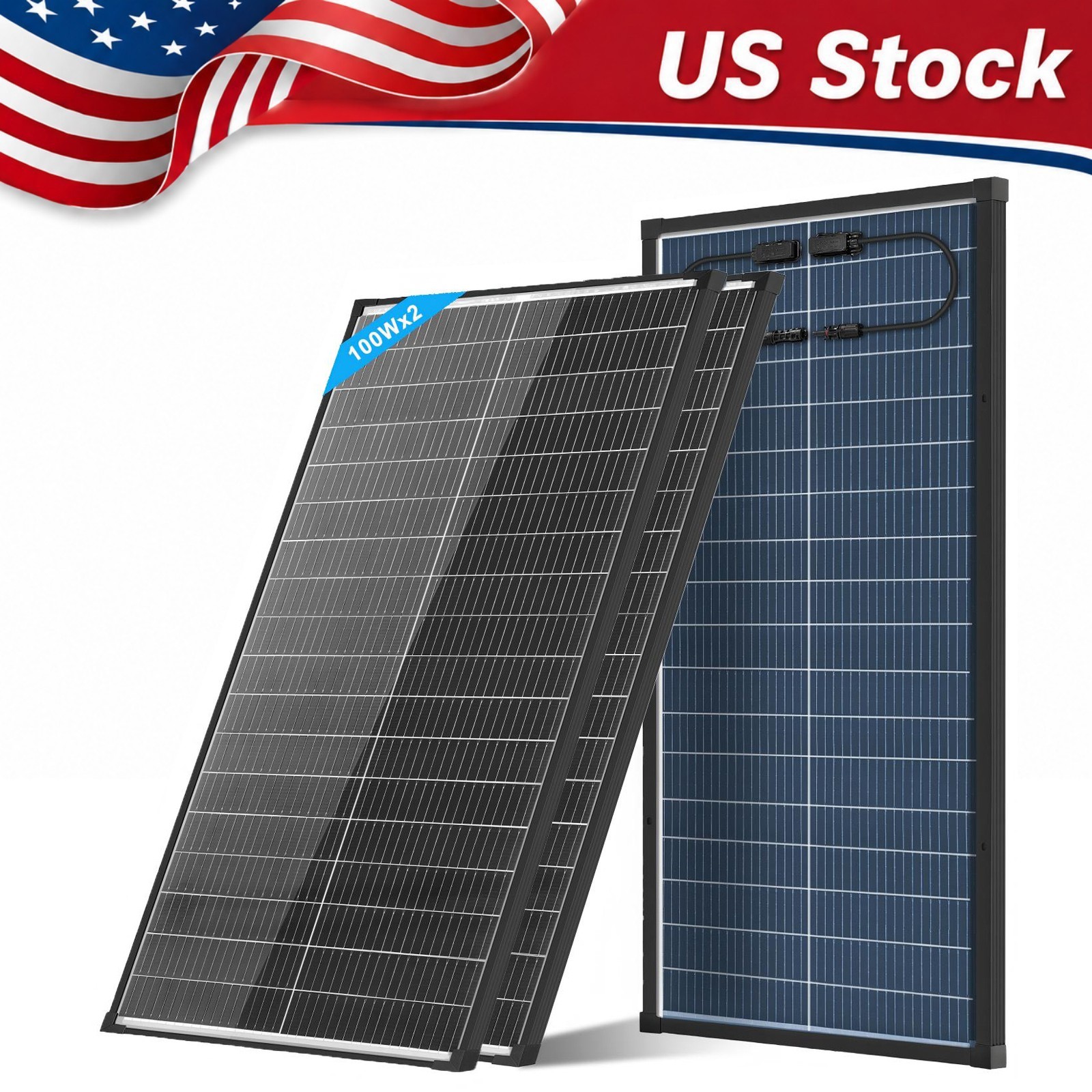Bifacial 200W Watt 18V Mono Solar Panel Charging Off-Grid Battery Power RV Home