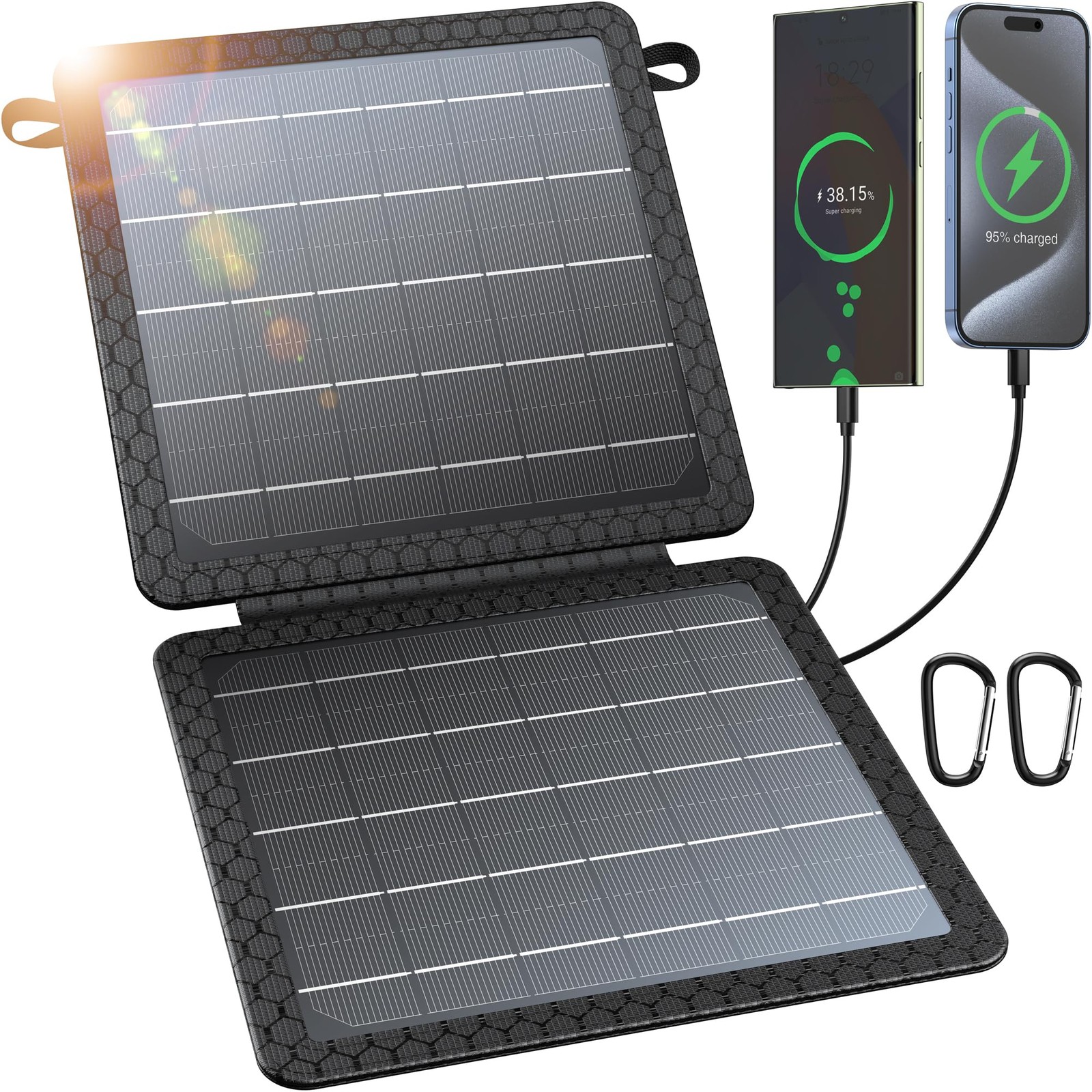 BLAVOR 10W Portable Solar Charger(5V/2A Max), Small Foldable Solar Panel with…