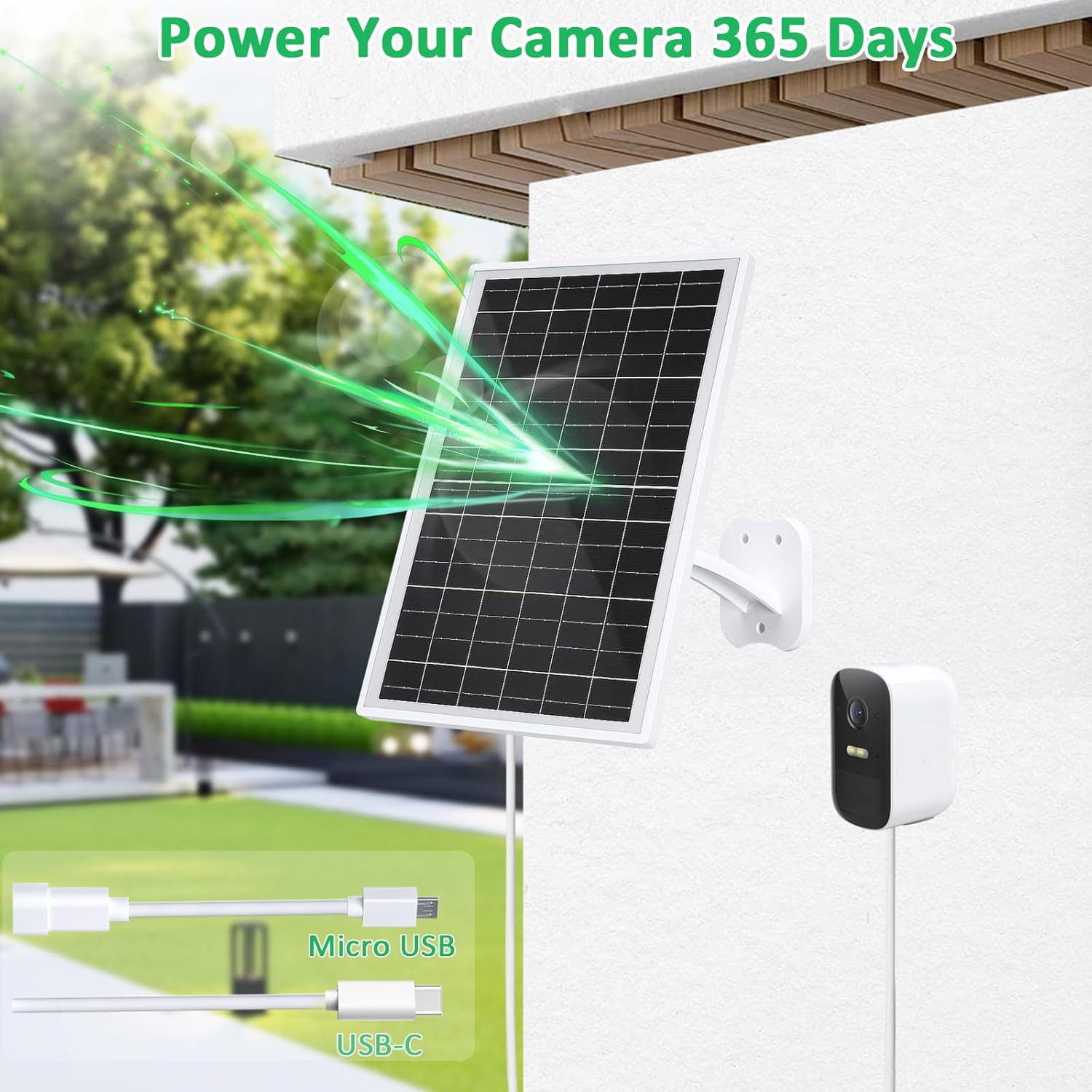 13W Solar Panel for Eufy Camera, 5V USB/USB-C Solar Charger Compatible with Eufy
