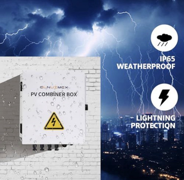 4 String Metal Solar Combiner Box, IP65 Waterproof PV Combiner 20A Rated Fuse