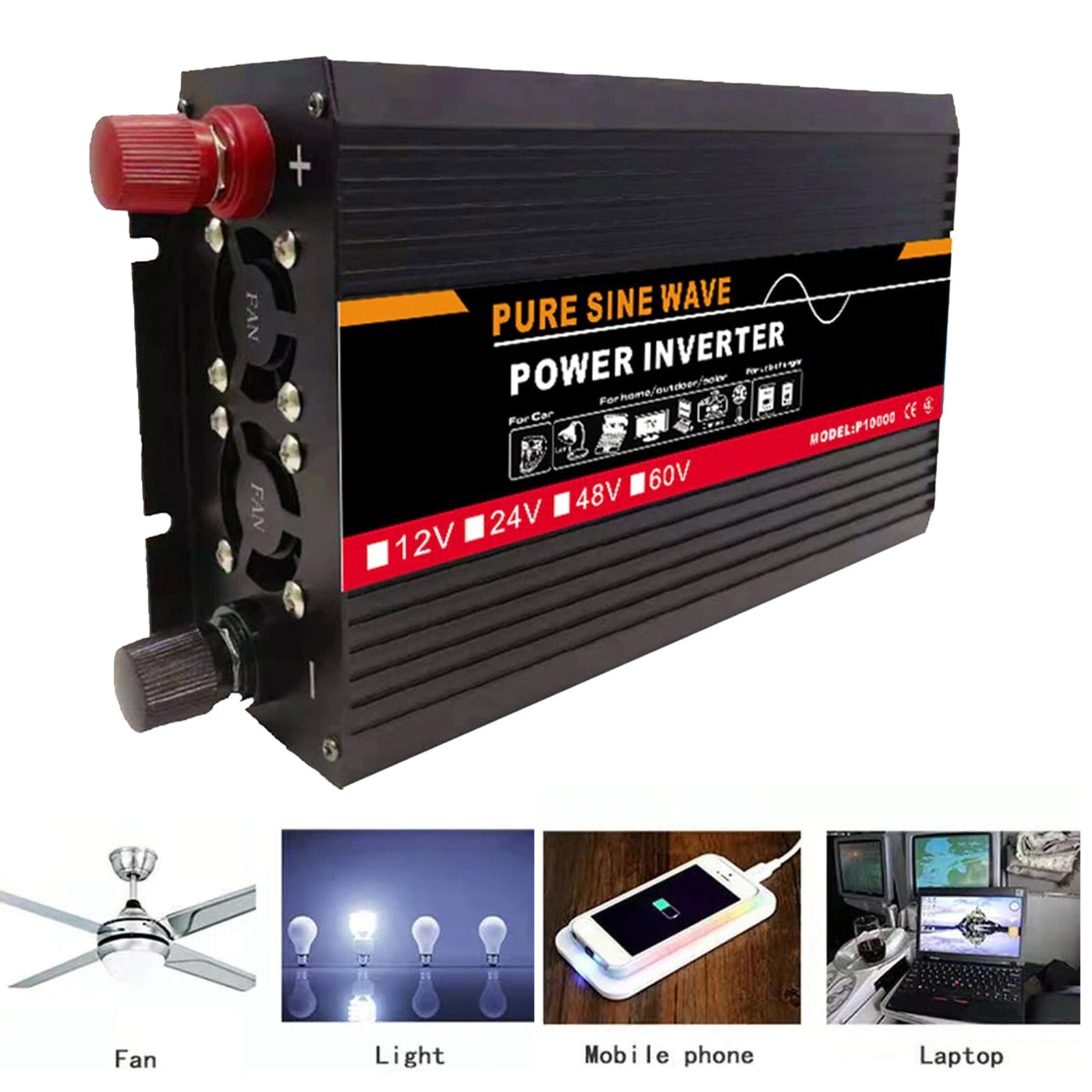 Battery Power Inverter 3000W DC 48V to AC 220V Pure Sine Wave Solar Converter