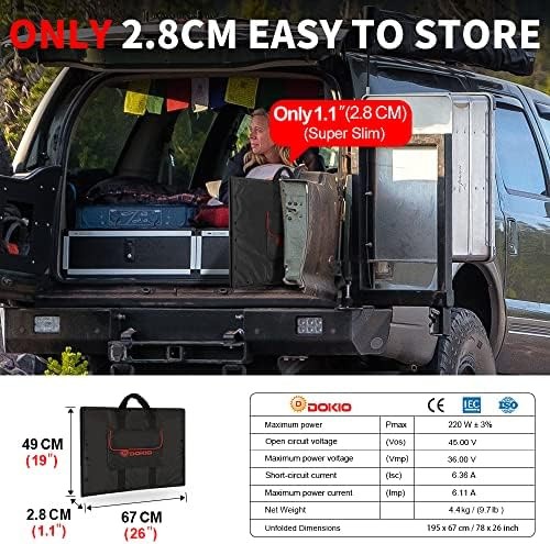 DOKIO 200W 36V Portable Foldable Solar Panel Kit, Compact 20×27.4in Design 9….