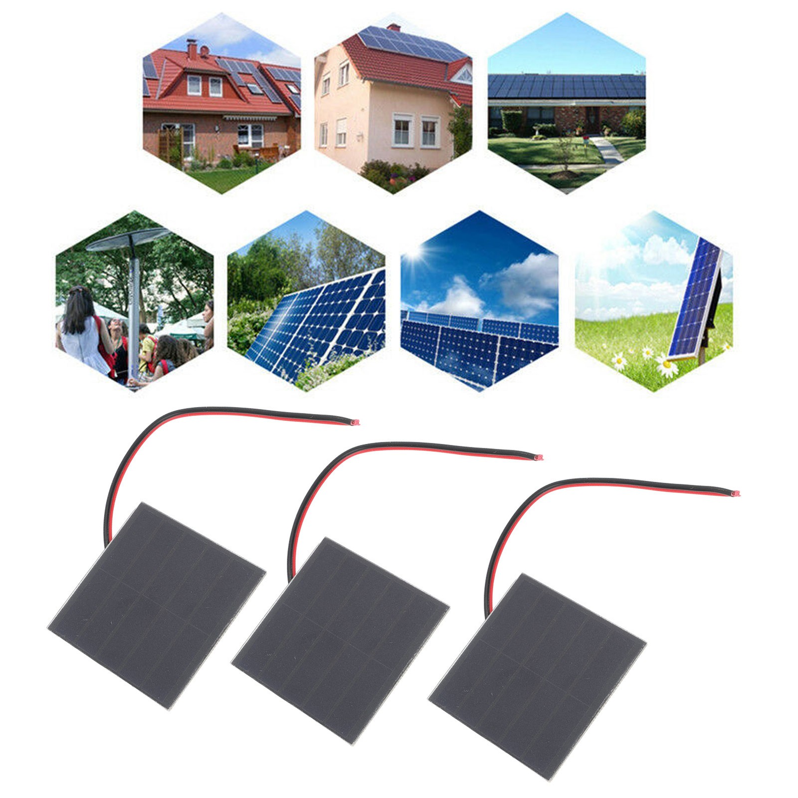 ˜3 Set Small Solar Panels Professional 1W Monocrystalline Silicon High Effici