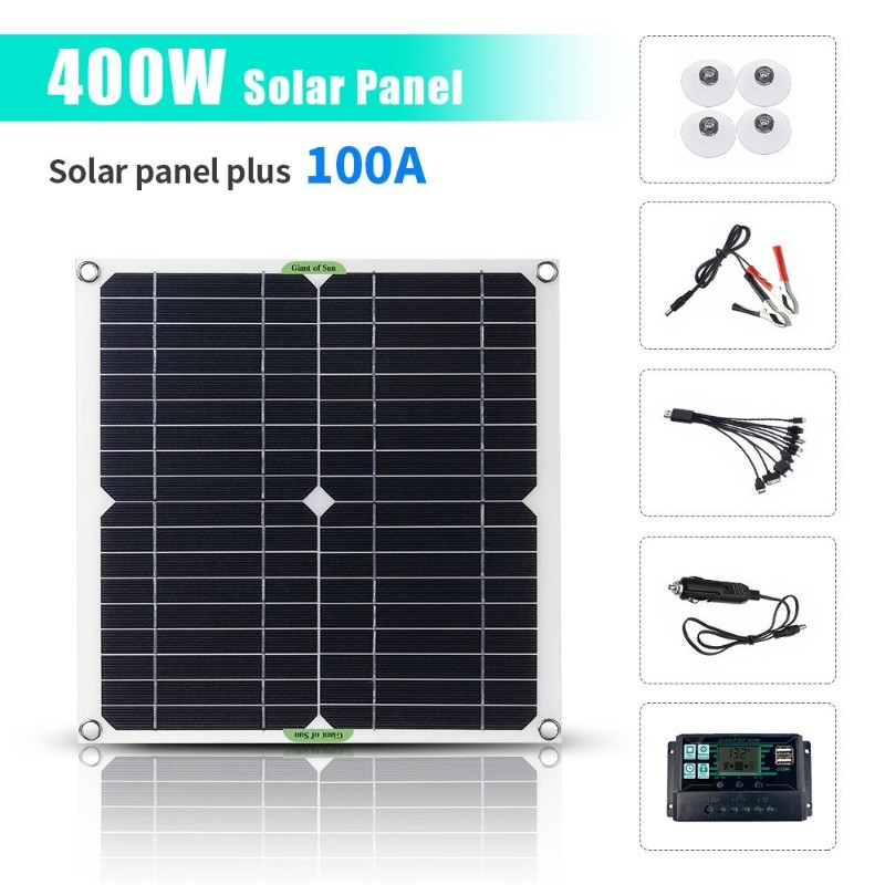 400W Solar Panel Kit 100A 12V Battery Charger w/ Controller Caravan Boat Outdoor