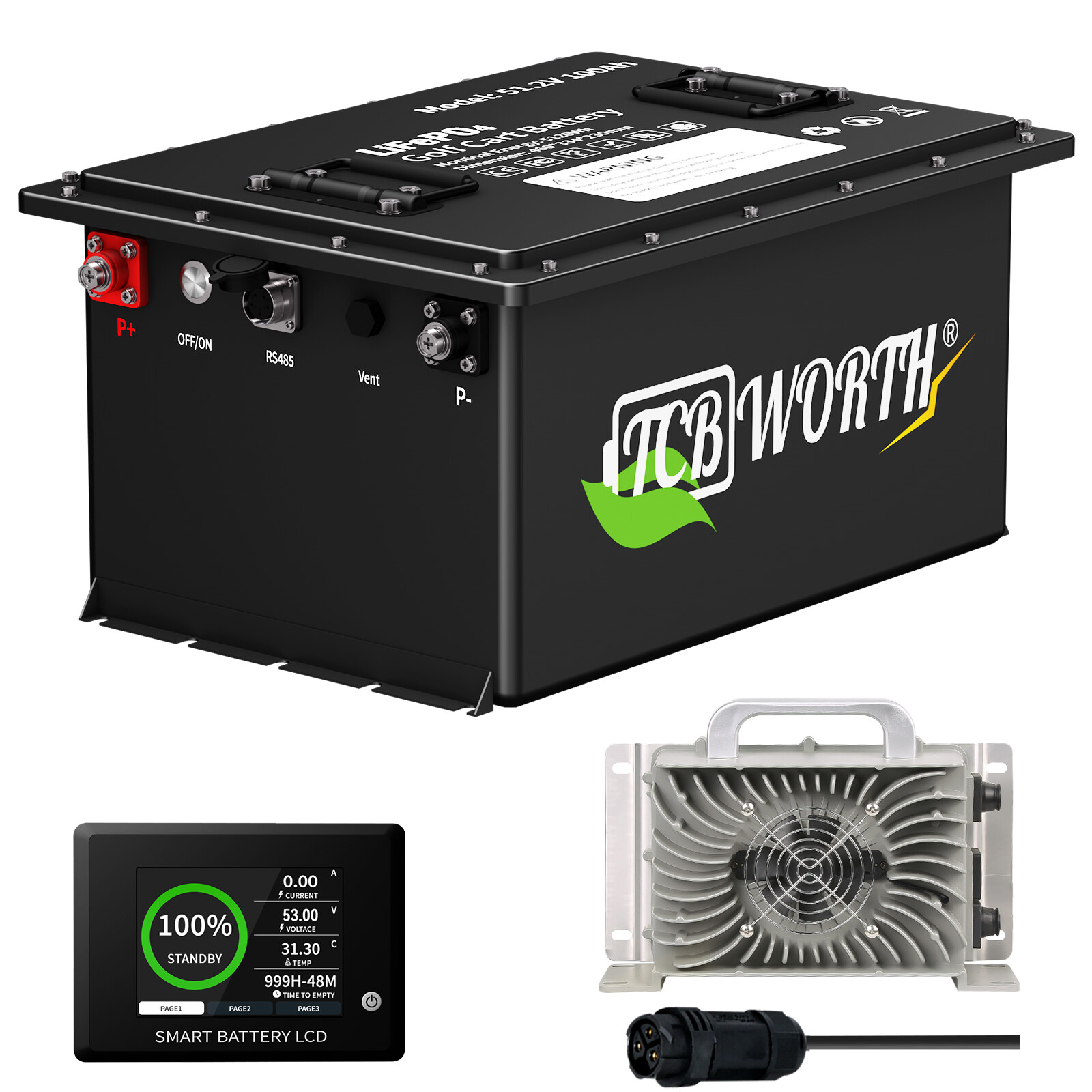 48V 100Ah Lithium LiFePO4 Battery Golf Cart 200A BMS 15000+ Deep Cycle 10 Years